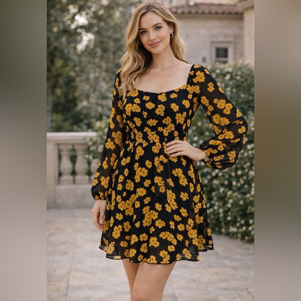 Nasty Gal. Can't Say Grow Floral Mini Dress. Size: 6 (M)